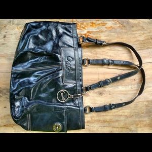 Black leather coach purse